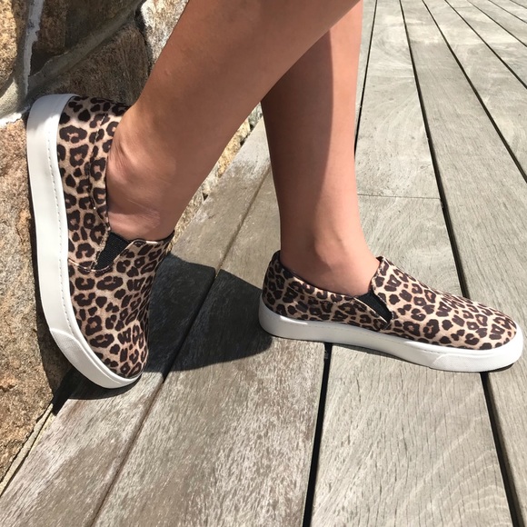 Shoes - Leopard print slip on sneakers